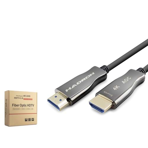 HADRON HDX2058 Fiber Optik HDMI 2.0 Kablo 4K 60 Hz 40 m Siyah Gri