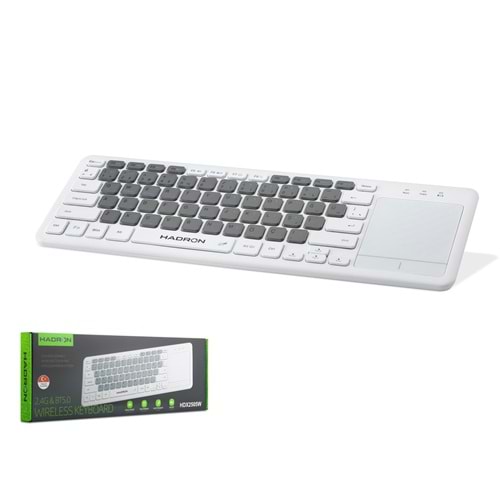 HADRON HDX2505W Dual Mode Touch Pad Smart Klavye 2.4 GHz Bluetooth 5.0 Beyaz Antrasit