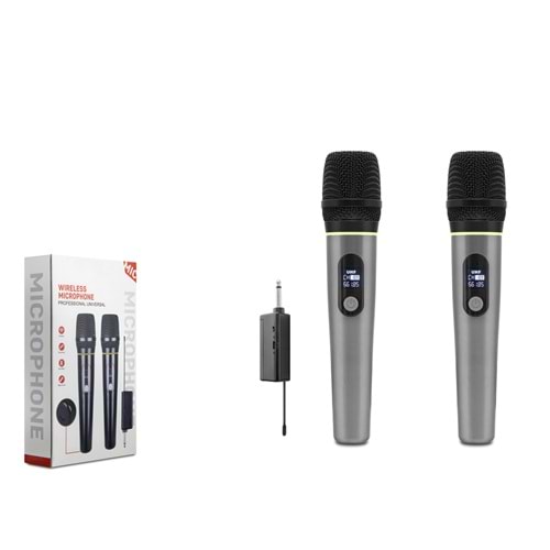 HADRON HDX2791G UHF Kablosuz 2 Mikrofonlu 6.35 mm Set Gri