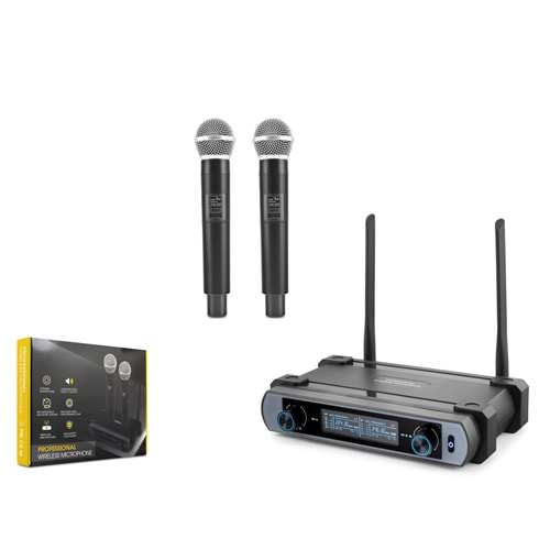 HADRON HDX2793 VHF Kablosuz 2 Mikrofonlu Şarj Edilebilir Set Siyah