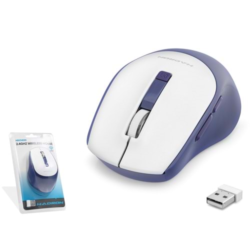 HADRON HDX3408B Kablosuz Mouse 2.4 GHz 1600 DPI Beyaz Lacivert