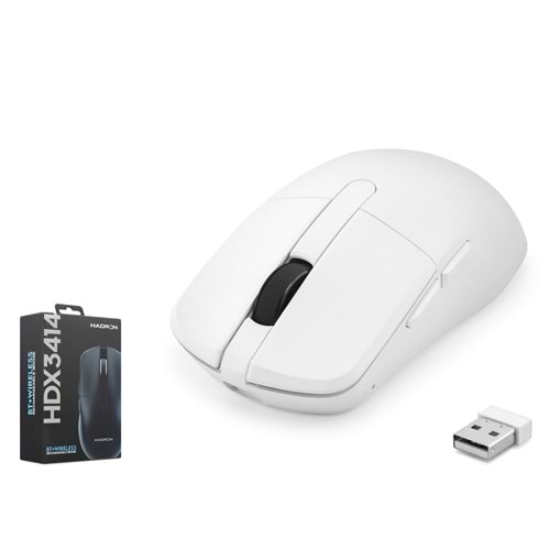HADRON HDX3414W Dual Mode Şarjlı Kablosuz Mouse Bluetooth 2.4 GHz 6200 DPI Beyaz
