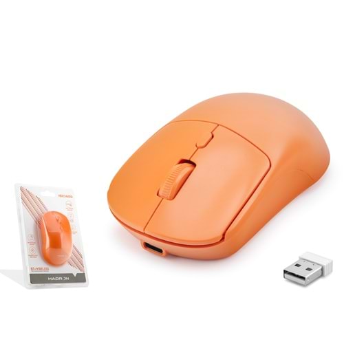 HADRON HDX3415G Dual Mode Şarjlı Kablosuz Mouse 2.4 GHz Bluetooth 5.0 4000 DPI Turuncu