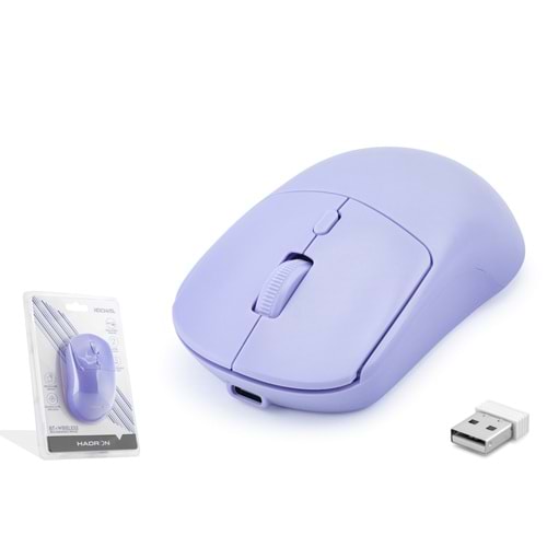 HADRON HDX3415L Dual Mode Şarjlı Kablosuz Mouse 2.4 GHz Bluetooth 5.0 4000 DPI Lila