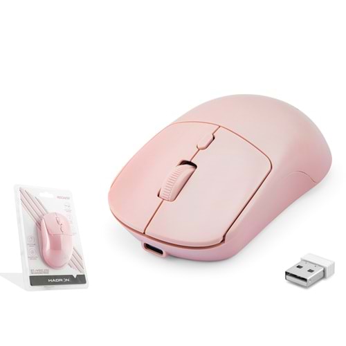 HADRON HDX3415P Dual Mode Şarjlı Kablosuz Mouse 2.4 GHz Bluetooth 5.0 4000 DPI Pembe