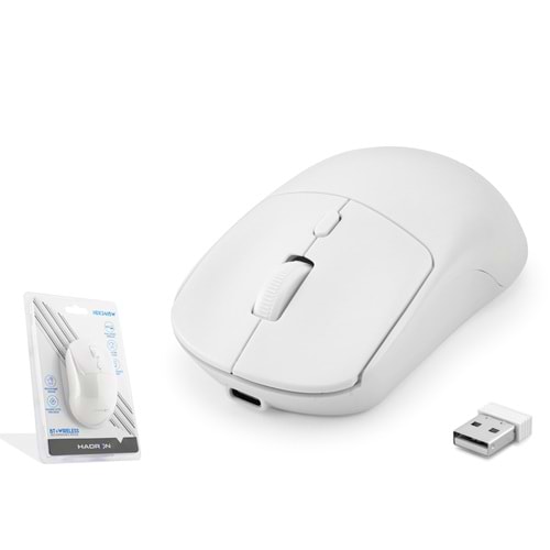 HADRON HDX3415W Dual Mode Şarjlı Kablosuz Mouse 2.4 GHz Bluetooth 5.0 4000 DPI Beyaz