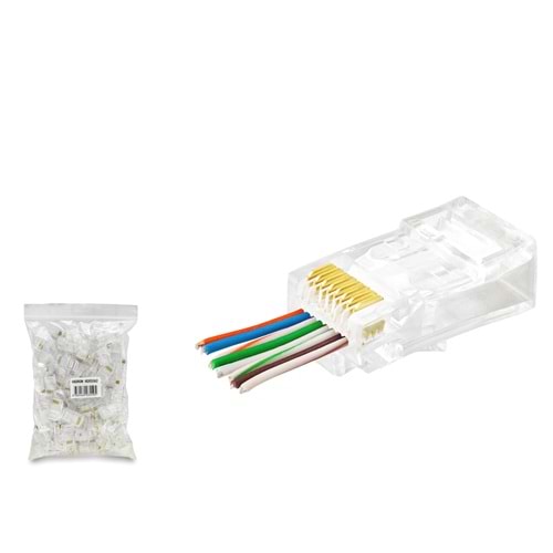HADRON HDX5062 CAT5 EZ RJ45 Konnektör 100 Adetli Paket Şeffaf