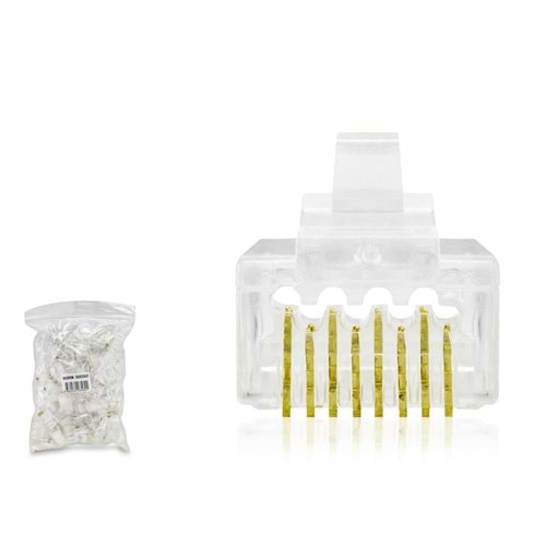 HADRON HDX5063 CAT6 EZ RJ45 Konnektör 100 Adetli Paket Şeffaf