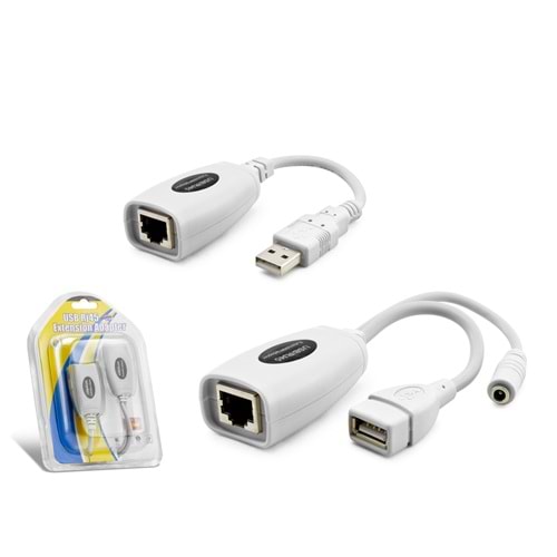 HADRON HDX5064 USB RJ45 Extender Uzatıcı Seti 60 m Beyaz