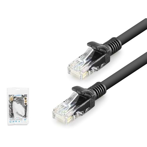 HADRON HDX5067 Cat6 Ethernet Patch Kablosu 1 Gbps 250 MHz 30 cm Siyah