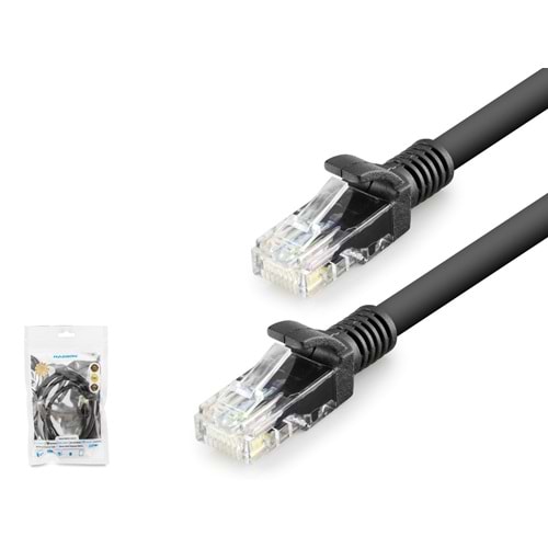 HADRON HDX5069 Cat6 Ethernet Patch Kablosu 1 Gbps 250 MHz 1 m Siyah