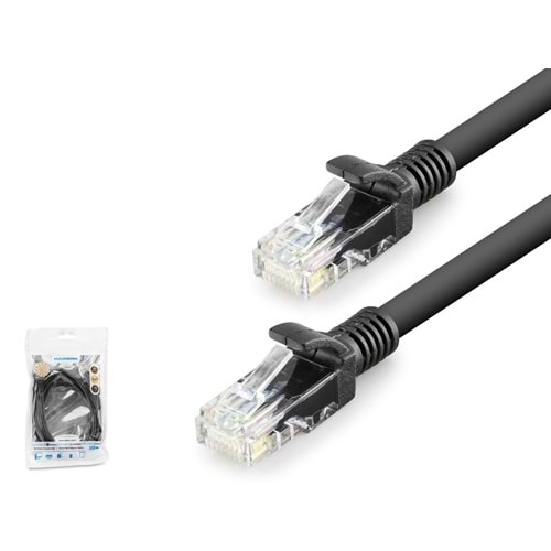 HADRON HDX5070 Cat6 Ethernet Patch Kablosu 1 Gbps 250 MHz 1.5 m Siyah