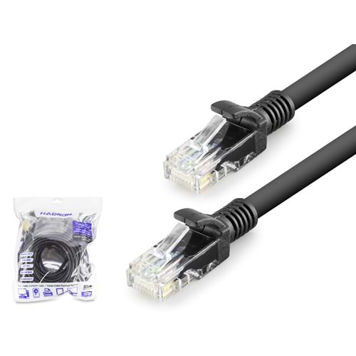 HADRON HDX5074 Cat6 Ethernet Patch Kablosu 1 Gbps 250 MHz 15 m Siyah