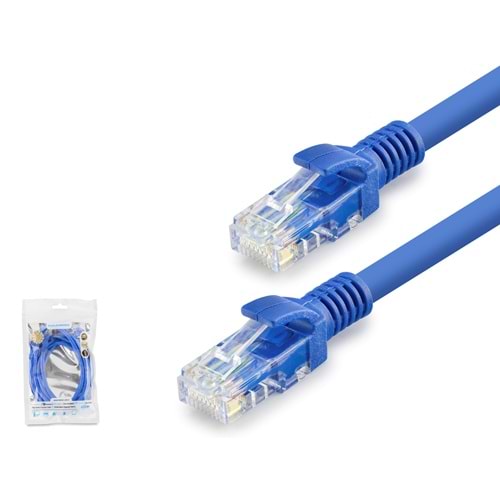 HADRON HDX5079 Cat6 Ethernet Patch Kablosu 1 Gbps 250 MHz 1.5 m Mavi