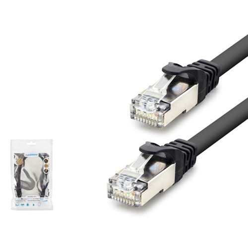 HADRON HDX5088 Cat7 Ethernet Patch Kablosu 10 Gbps 600 MHz 30 cm Siyah