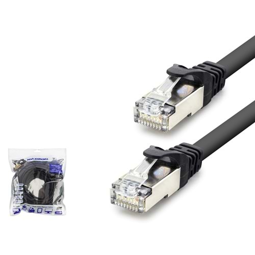 HADRON HDX5095 Cat7 Ethernet Patch Kablosu 10 Gbps 600 MHz 15 m Siyah
