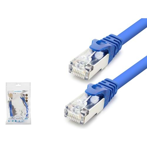 HADRON HDX5097 Cat7 Ethernet Patch Kablosu 10 Gbps 600 MHz 30 cm Mavi