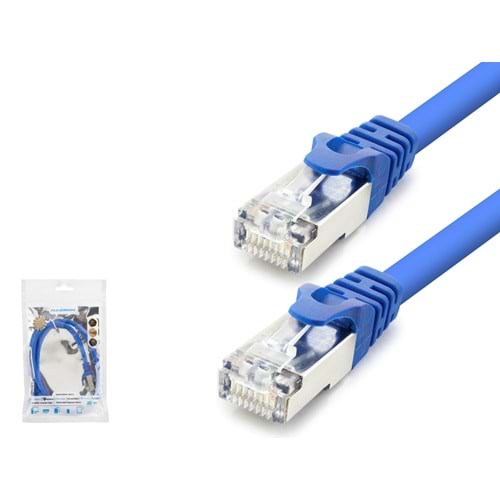 HADRON HDX5098 Cat7 Ethernet Patch Kablosu 10 Gbps 600 MHz 60 cm Mavi