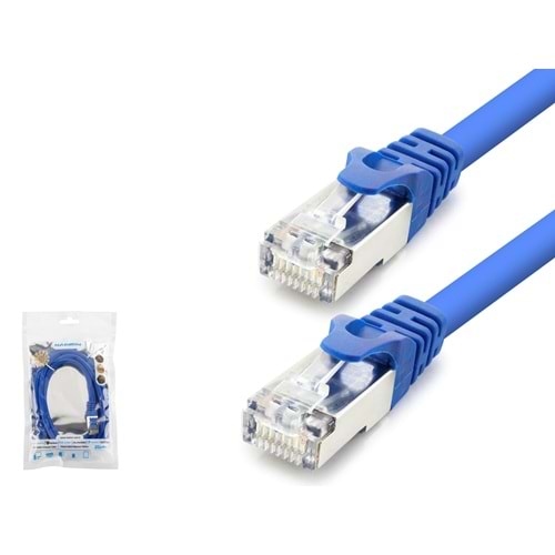 HADRON HDX5100 Cat7 Ethernet Patch Kablosu 10 Gbps 600 MHz 1.5 m Mavi