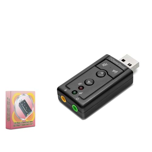 HADRON HDX5255 USB Harici Ses Kartı 7.1 Tuş Kontrollü Siyah