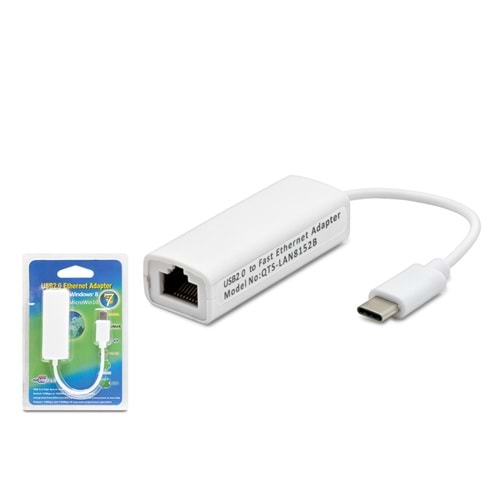 HADRON HDX5257 Type C USB 2.0 Ethernet Adaptör 10/100 Mbps Beyaz