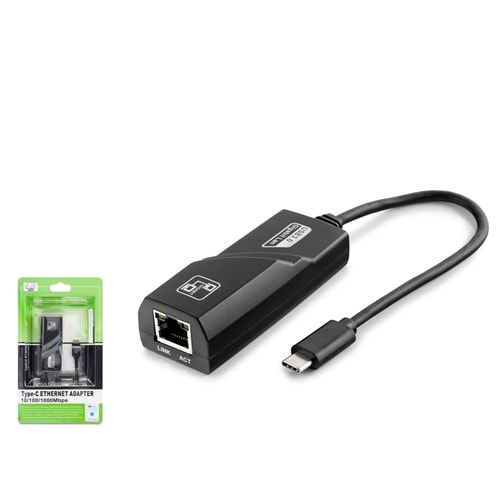 HADRON HDX5273 Type C USB 3.0 Ethernet Adaptör Gigabit Siyah