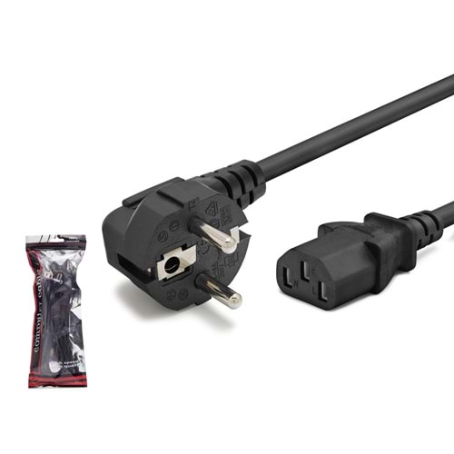 HADRON HDX5502 Kasa Güç Kablosu C13 3 Pin 0.75 mm 500W 1.5 m Siyah