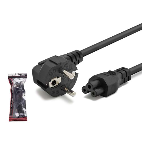 HADRON HDX5517 Yonca Güç Kablosu C5 3 Pin 1 mm 500W 1.2 m Siyah