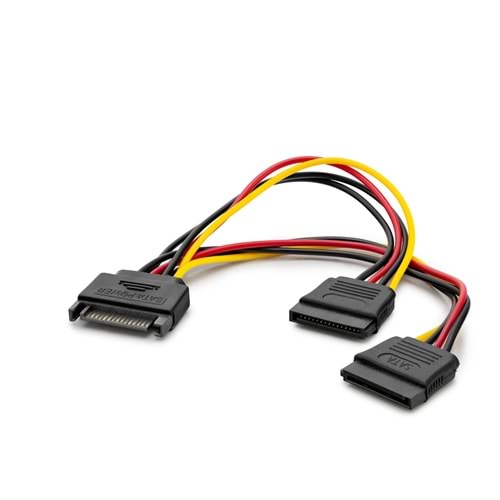 HADRON HDX5519 SATA Power 2 Li Çoklayıcı Kablosu 15 cm Siyah