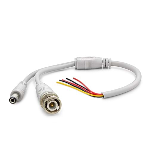 HADRON HDX5531 BNC ve DC Power Jack Kablosu 5.5x2.5 mm 30 cm Beyaz