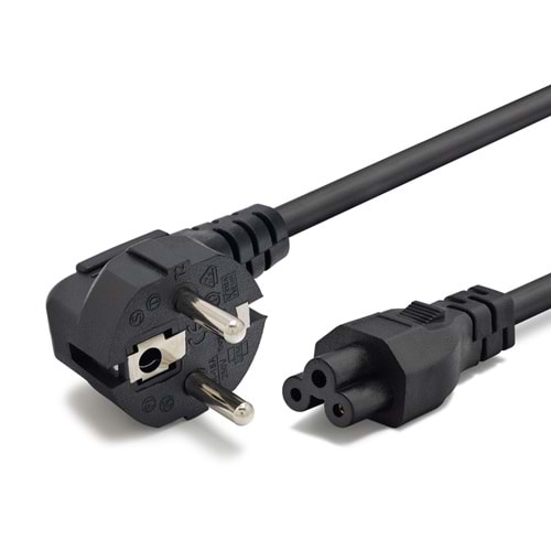 HADRON HDX5533 Yonca Güç Kablosu C5 3 Pin 0.75 mm 500W 1.2 m Siyah