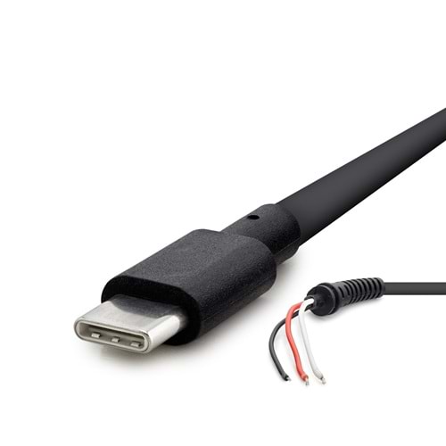HADRON HDX5538 Laptop Adaptör DC Jack Kablosu USB Type-C 3 İletkenli 1.5 m 65W Siyah
