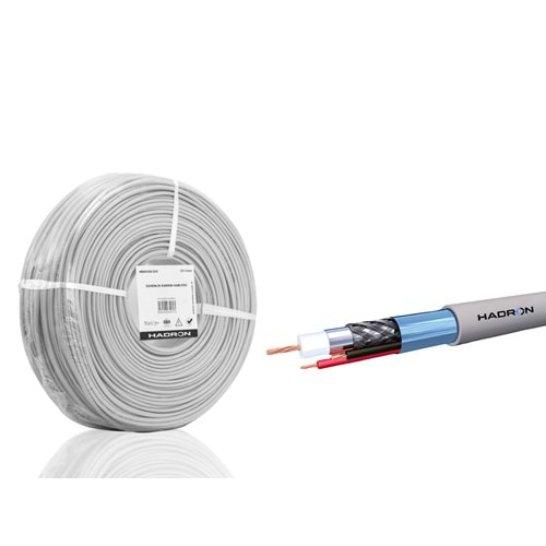 HADRON HDX5580-250 CCTV Kablo Mini Coax ECO CCA 2x0.50 mm 250 m Gri