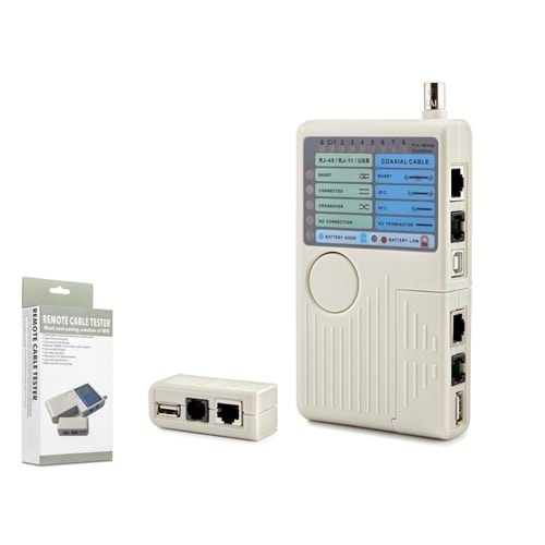 HADRON HDX6505 Kablo Test Cihazı RJ11 RJ45 BNC USB Beyaz