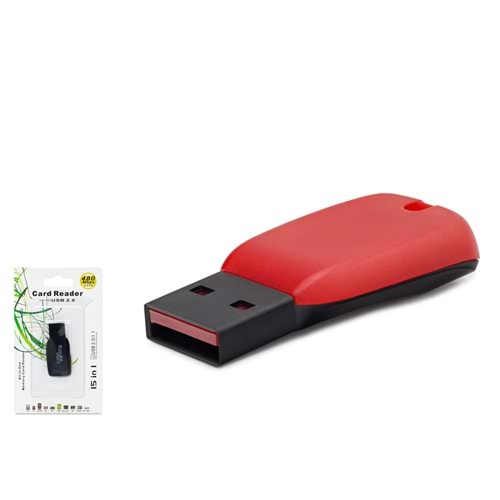 HADRON HDX7011 USB Kart Okuyucu MicroSD 480 Mbps Kırmızı Siyah