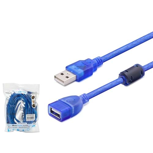 HADRON HDX7536 USB Uzatma Kablosu 5 m Şeffaf Mavi