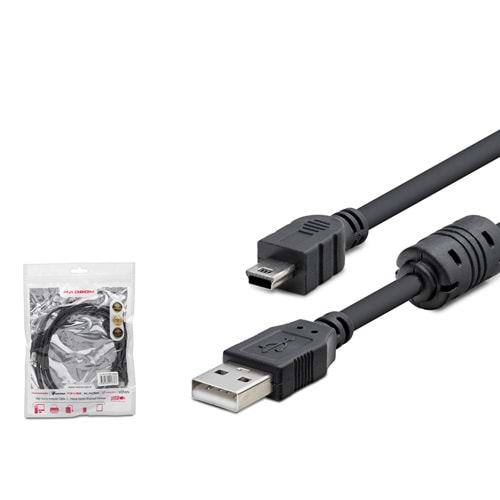 HADRON HDX7538 USB Mini 5 Pin Data Kablosu 1.5 m Siyah