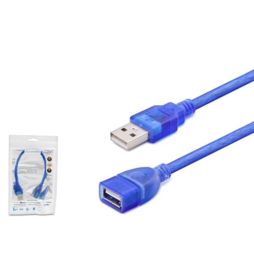 HADRON HDX7540 USB Uzatma Kablosu 30 cm Şeffaf Mavi