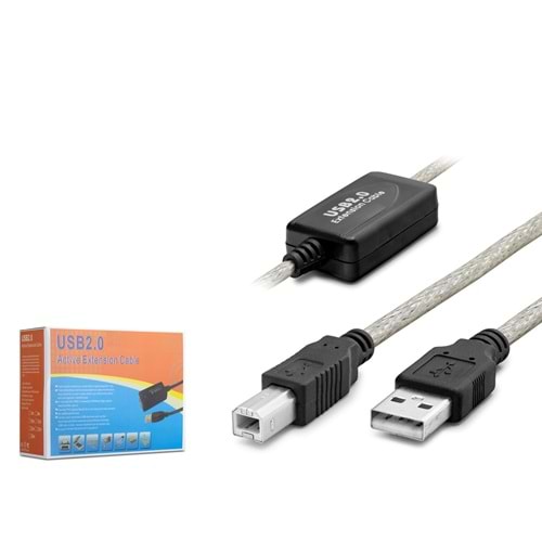 HADRON HDX7559 USB Active Repeater Printer Kablosu 10 m Siyah