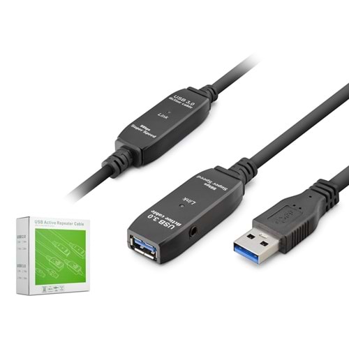 HADRON HDX7562 USB 3.0 Active Repeater Uzatma Kablosu 10 m Siyah