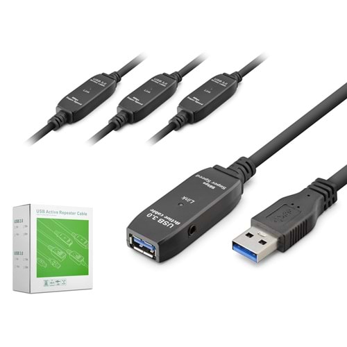 HADRON HDX7565 USB 3.0 Active Repeater Uzatma Kablosu 25 m Siyah