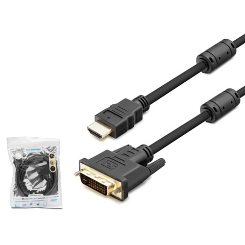 HADRON HDX7752 HDMI to DVI-D 24+1 Görüntü Kablosu 1.8 m Siyah
