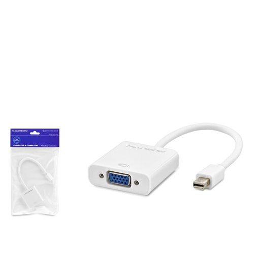 HADRON HDX7770 Mini DisplayPort to VGA Görüntü Dönüştürücü 1080p Beyaz