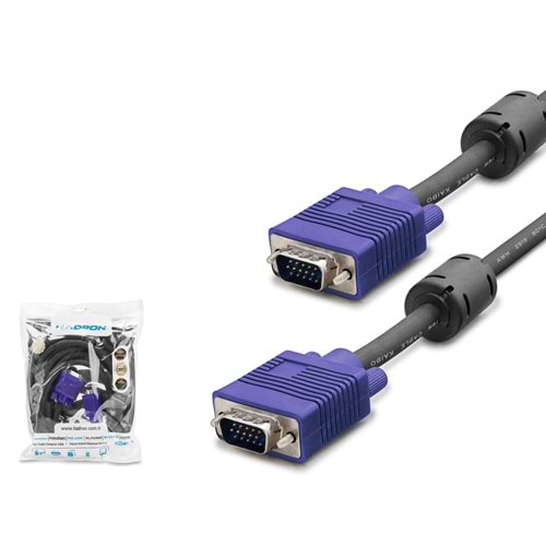 HADRON HDX7783 VGA Kablo OD 7.3 mm 3 m Siyah Mavi
