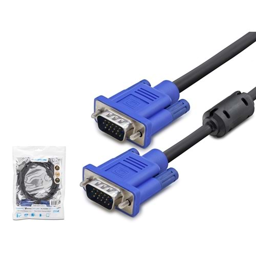 HADRON HDX7785 VGA Kablo OD 7.3 mm 15 m Siyah Mavi