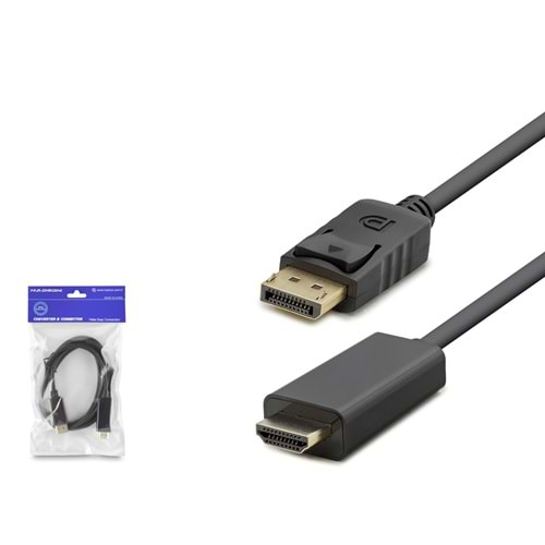 HADRON HDX7796 DisplayPort to HDMI Görüntü Kablosu 4K 30 Hz 1.8 m Siyah