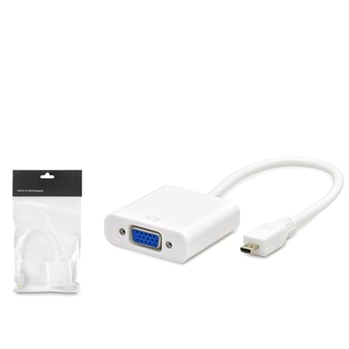 HADRON HDX7810 Micro USB to VGA Görüntü Dönüştürücü 1080p Beyaz