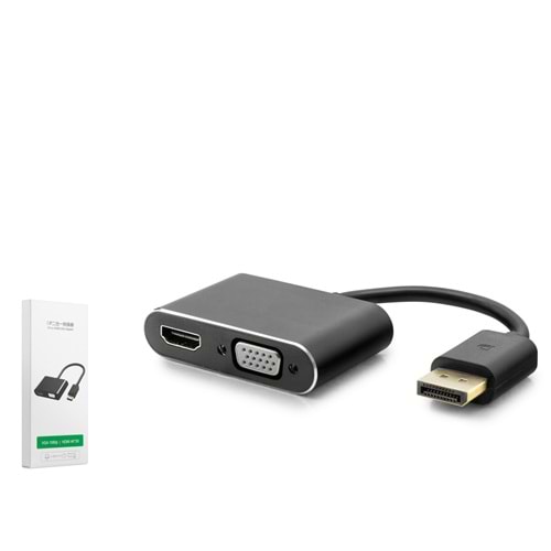 HADRON HDX7822 DisplayPort to HDMI VGA Görüntü Dönüştürücü 4K 30 Hz 1080p 22 cm Siyah