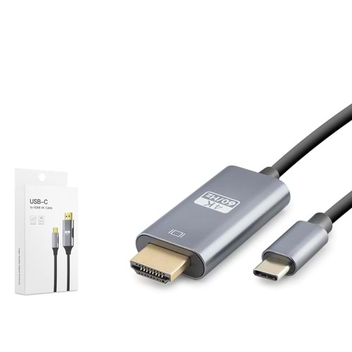 HADRON HDX7837 Type-C to HDMI Görüntü Kablosu 4K 60 Hz 1.8 m Gri