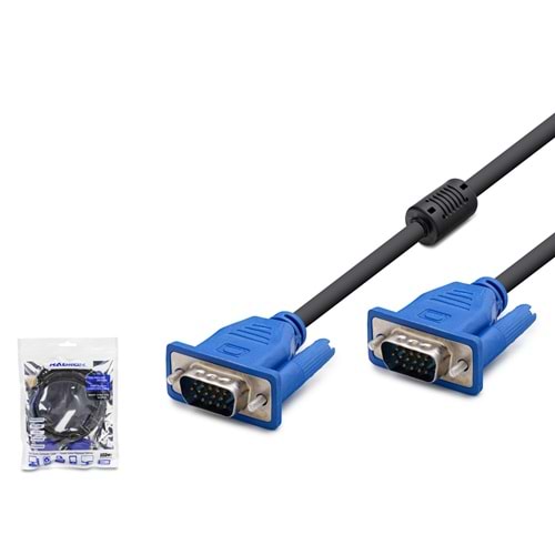 HADRON HDX7845 VGA Kablo OD 6.0 mm 1.5 m Siyah Mavi